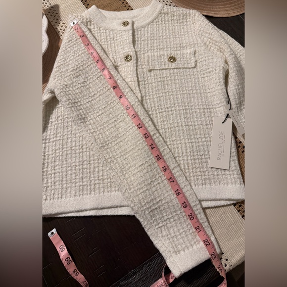 Rachel Zoe Ivory-Cream Textured Knit Cardigan & Skirt Set - Picture 4 of 6